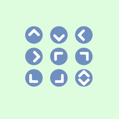 arrow blue set Icon on blue background. vector illustration. web. symbol