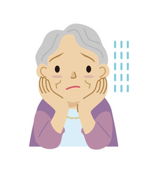 おばあさん　悩み　困る　上半身