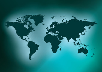 Fototapeta na wymiar dark green background with map of the world - vector
