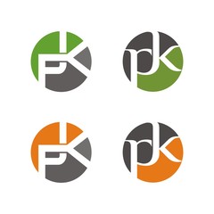PK or kp logo initial letter design template vector - obrazy, fototapety, plakaty