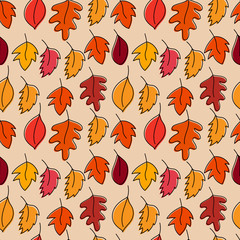 Obraz premium Seamless pattern with autumn leaves. Vector illustration