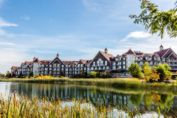 Nice buildings reflection on water  