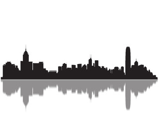 Fototapeta premium Detailed Hang Kong Monuments Skyline Silhouette