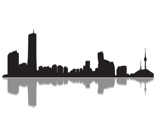 Obraz premium Detailed Seoul Monuments Skyline Silhouette