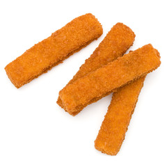Crispy Fish fingers isolated on white background