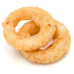 Crispy deep fried onion or Calamari ring isolated on white background