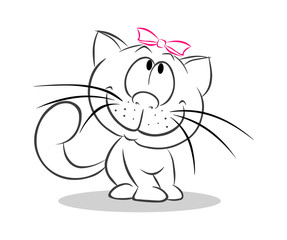 kitty with bow on white background