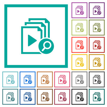 Find playlist item flat color icons with quadrant frames