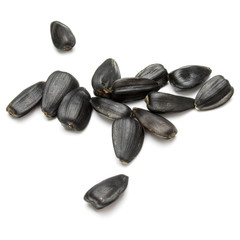 Sunflower seeds  isolated on white background close up