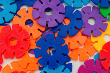 colorful plastic snowflake toy stack up