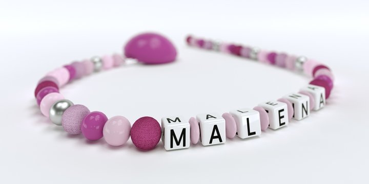 Schnullerkette mit Namen - Malena