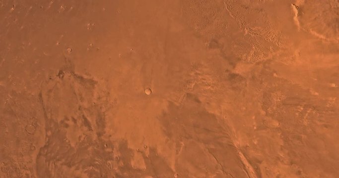 Very high altitude aerial flyover of Mars' eastern Amazonis region. No HUD. Clip is reversible and can be rotated 180 degrees. Data: NASA/JPL/USGS