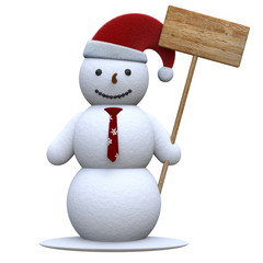 Schneemann mit Schild