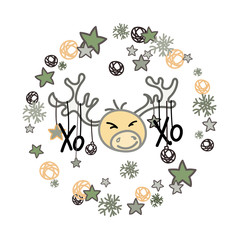 Christmas deer. Merry Christmas and Happy New year card design