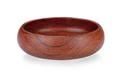wood bowl on white background