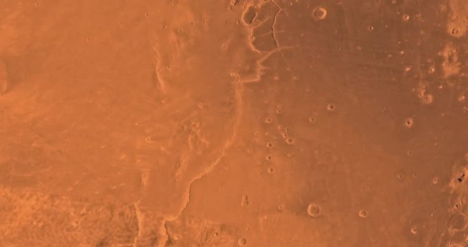 Very high altitude aerial flyover of Mars' western Lanae Palus region. No HUD. Clip is reversible and can be rotated 180 degrees. Data: NASA/JPL/USGS