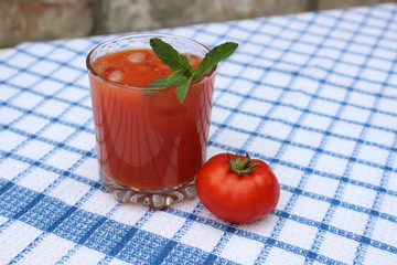 Glass of freshly squeezed tomato juice