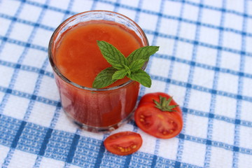 Glass of freshly squeezed tomato juice
