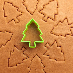 Preparing gingerbread dough for Christmas cookies