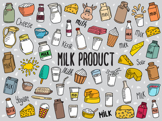 doodle illustration of milk products