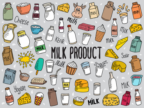 Doodle Illustration Of Milk Products