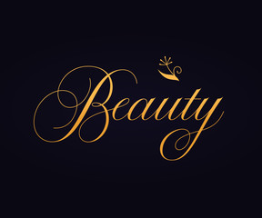 Beauty sign lettering calligraphy. Vector lettering label design