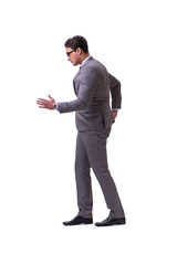 Puppet businessman isolated on white background