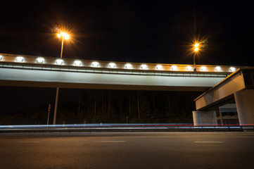 Fototapeta na wymiar City road viaduct streetscape of night scene