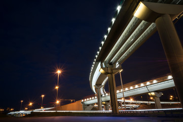 City road viaduct streetscape of night scene