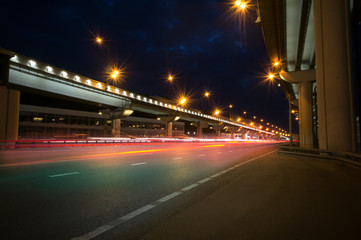 Fototapeta na wymiar City road viaduct streetscape of night scene