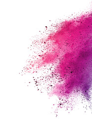 Explosion of colored powder isolated on white background.