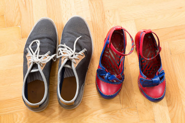 Shoes of a young couple