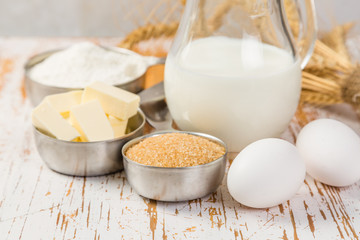 Baking ingredients in measuring cups