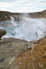 アイスランド　グトルフォス　ゴールデンサークル　滝　黄金　絶景　冬 iceland island winter Golden circle Gullfoss waterfall