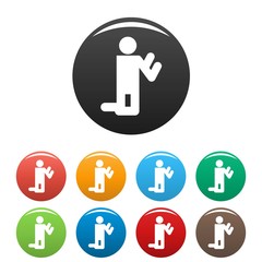 Stick figure stickman icons set pictogram vector simple