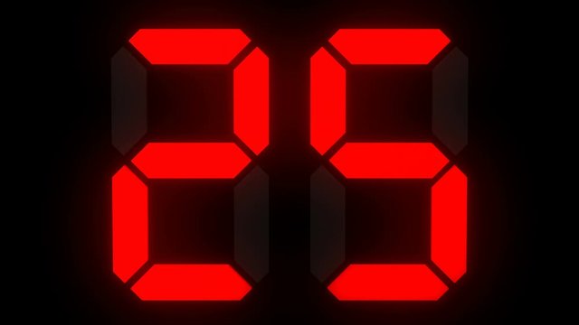 Red sports shot clock countdown from 30. 3D rendering.
