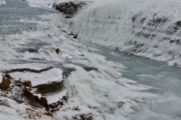 アイスランド　グトルフォス　ゴールデンサークル　滝　黄金　絶景　冬 iceland island winter Golden circle Gullfoss waterfall
