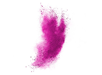 Explosion of colored powder isolated on white background.