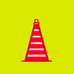 Traffic cone.Vector illustration. yellow background