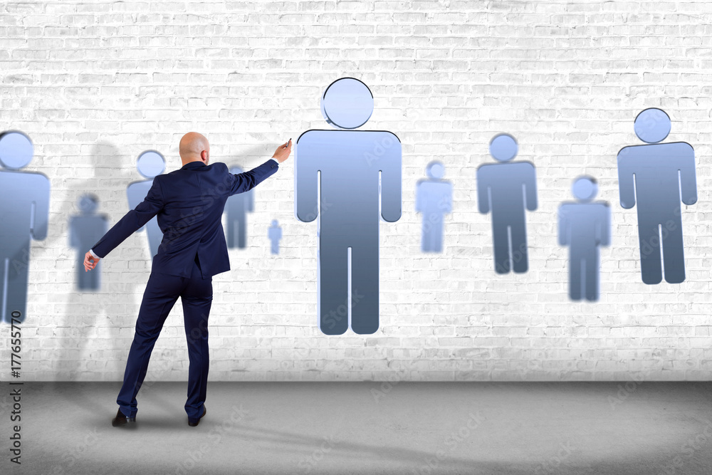 Poster network connection with people linked each other - 3d rendering