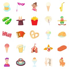 Gaiety icons set, cartoon style