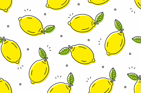  Lemons Seamless Pattern. Vector Illustration