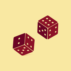 Dices icon flat. Illustration isolated vector sign symbol