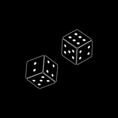 Dices icon flat. Illustration isolated vector sign symbol