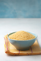 couscous in blue bowl