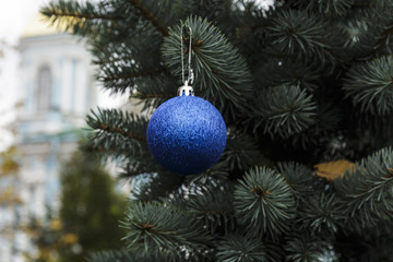 Crystal ball on a Christmas tree.