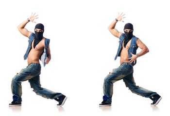 Dancer dancing on the white