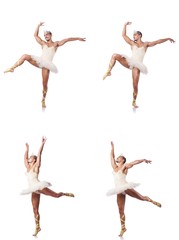 Man in ballet tutu isolated on white