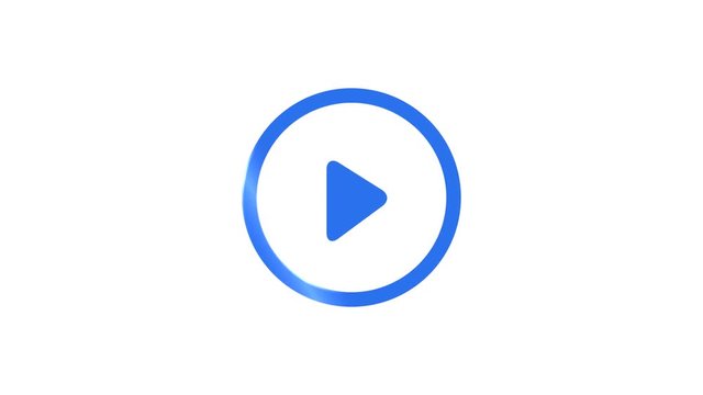 Play Button Animation in blue color with light sweep effect for intro or start scene