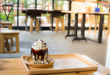 coffee with ice cream in coffee shop